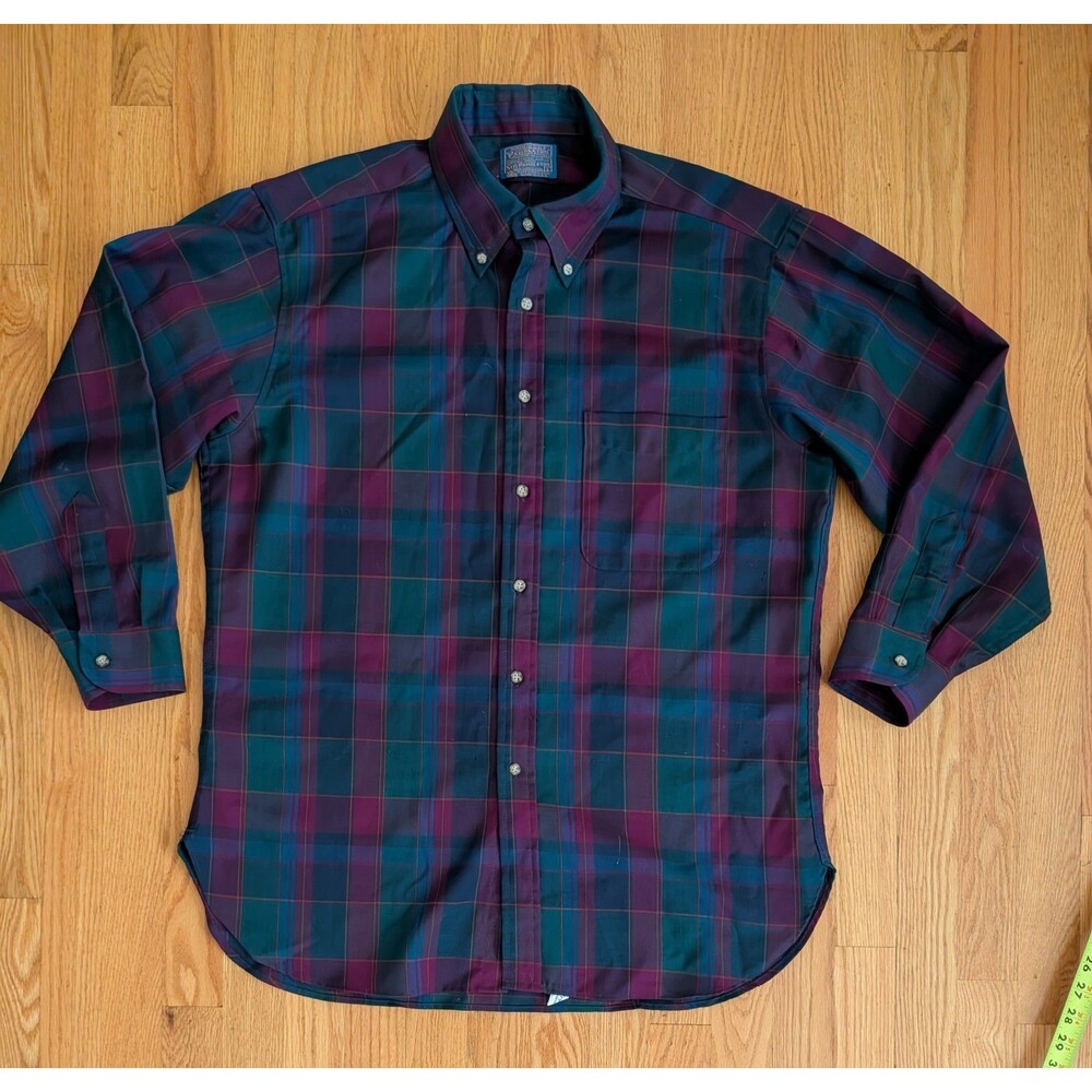Vintage Sir Pendleton Worsted Wool Shirt Large Plaid Button Down Made In USA